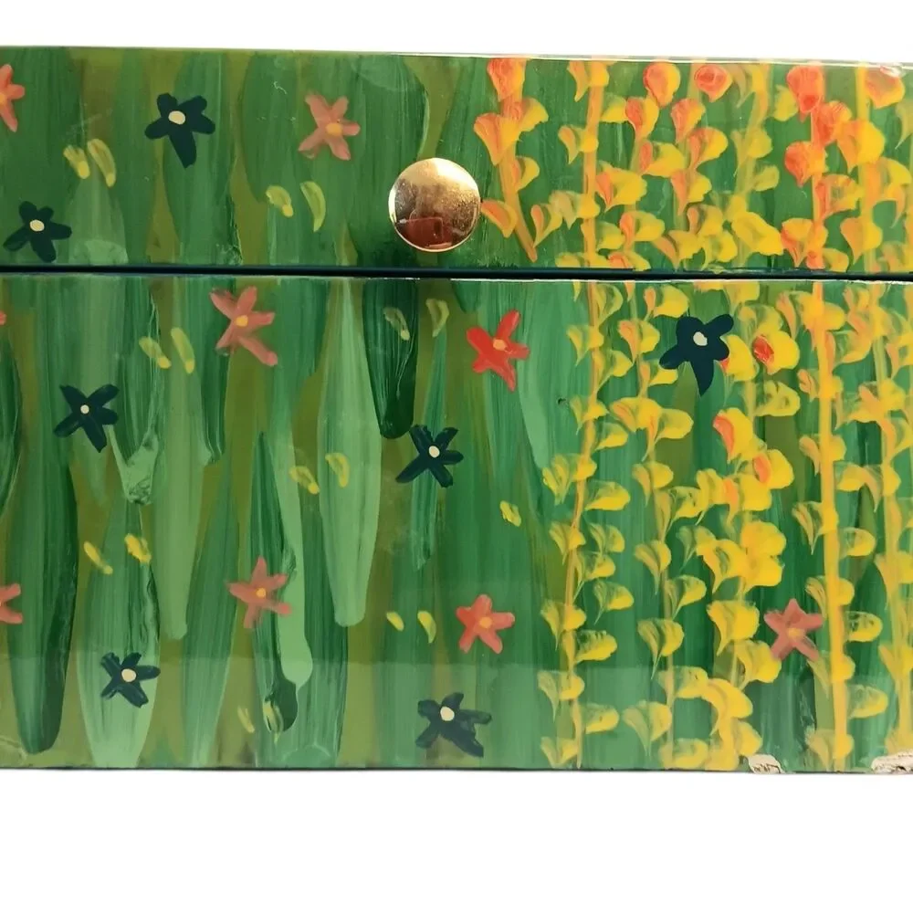Vintage Lacquer Jewelry Box Gustav Klimt The Kiss Blue Interior 6